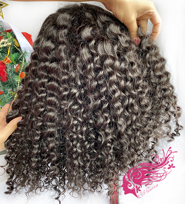 Csqueen Raw Natural Curly BOB Wig 4*4 Transparent Lace Closure BOB Wig 100% Human Hair 180%density